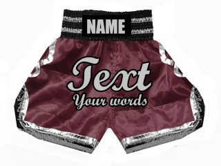 Shorts Boxe Anglaise Personnalisé : KNBSH-023-Bordeaux-Argent